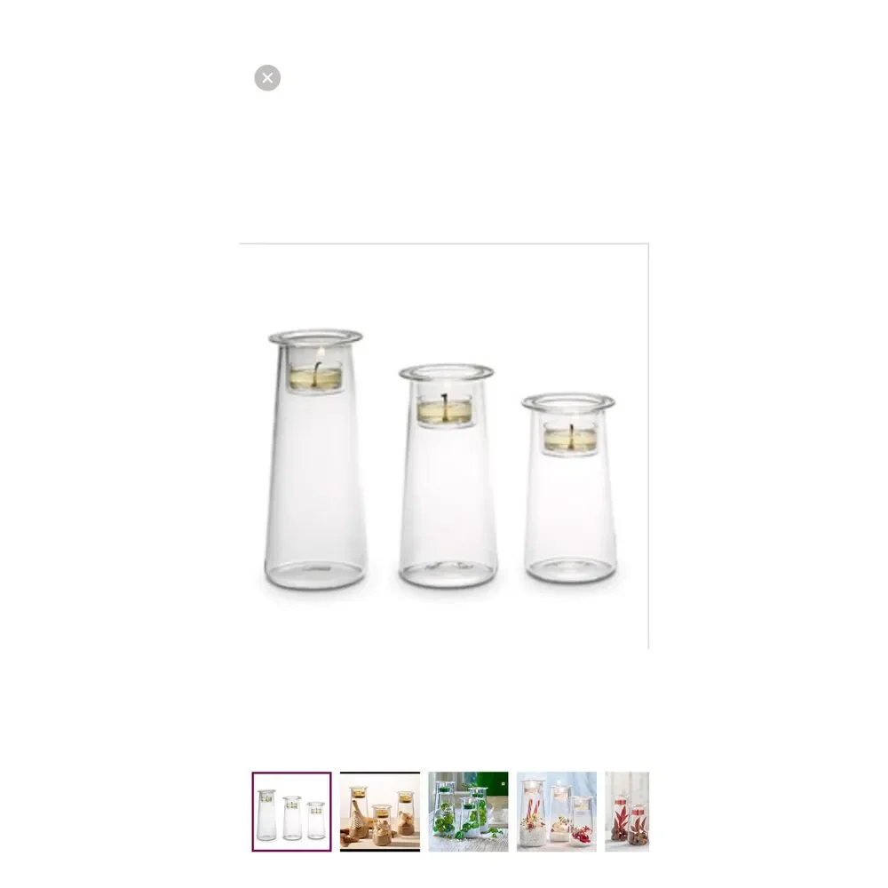 Party Lite Symmetry Trio Clear Glass Candle Holders Used in Box Opened Retired - Picture 2 of 13